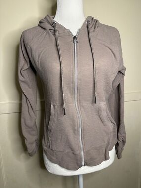 Calvin Klein Taupe Full-Zip Hooded Sweatshirt